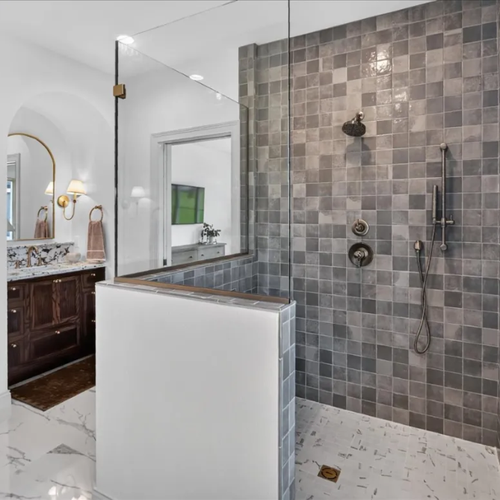Master Bath Tile by Bisbee's Flooring Center in a home built by Coogan Builders