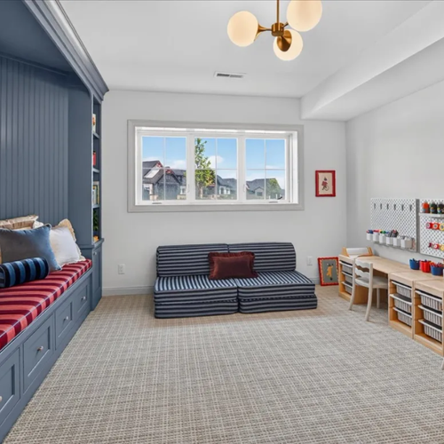 Playroom in 2026 Spring Parade of Homes featuring carpet installed by Bisbee's Flooring Center