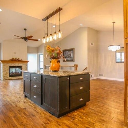 Hardwood flooring in kitchen area in McFarland, WI from Bisbee's Flooring Center