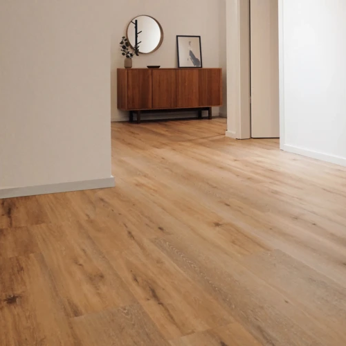Hardwood floor in an open concept hallway